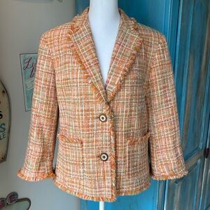 Jones New York Signature Orange Tweed Blazer